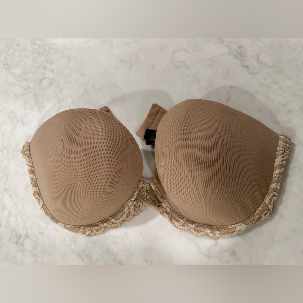 Natori Nude Strapless Lace-Trim Push-Up Bra